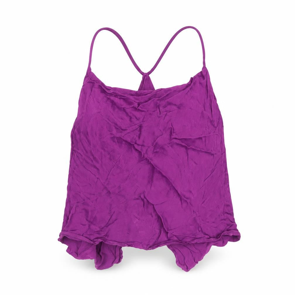 Zara Womens Purple Polyester Cropped Blouse Size S Scoop Neck - Open Back