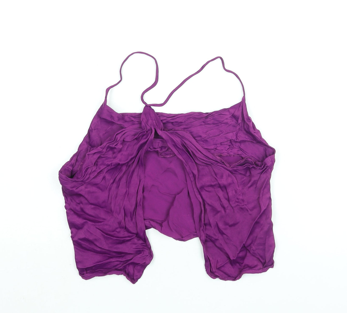 Zara Womens Purple Polyester Cropped Blouse Size S Scoop Neck - Open Back