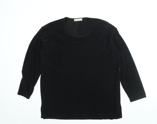 Design Essentials Womens Black Polyester Basic Blouse Size 16 Round Neck