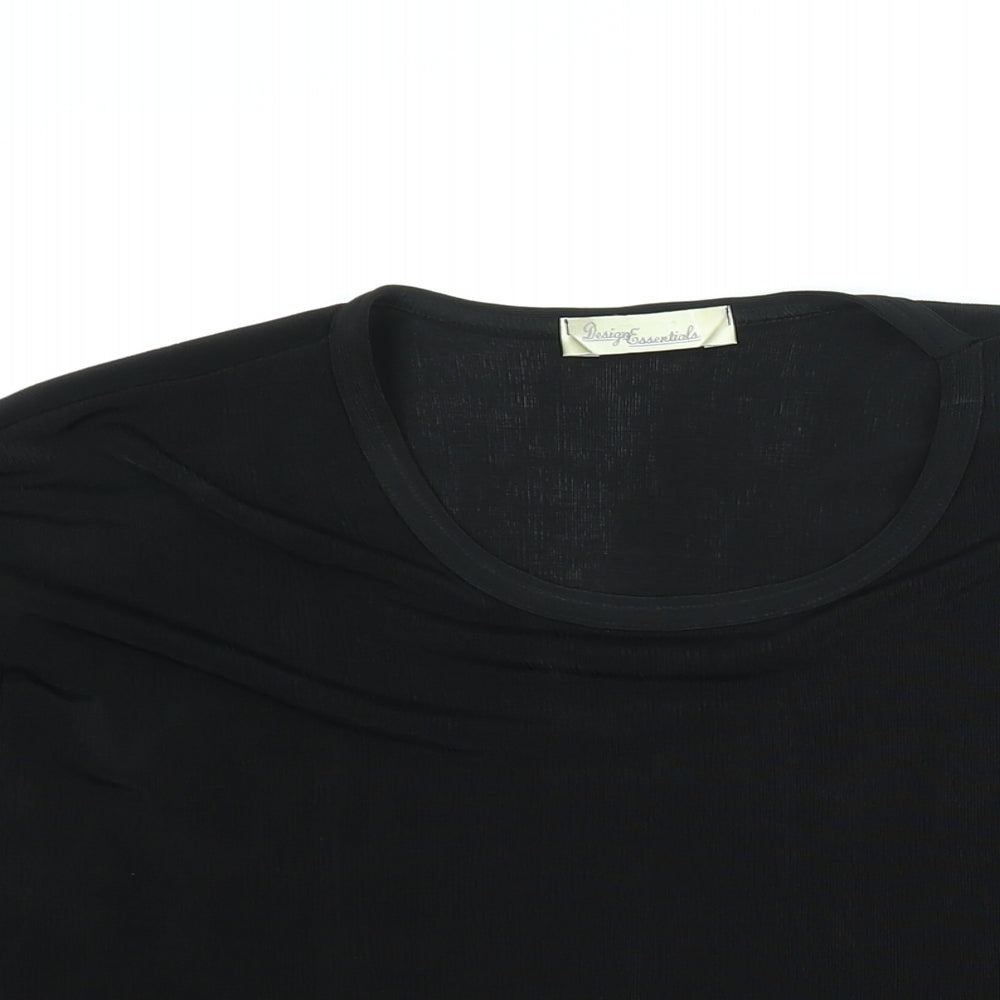 Design Essentials Womens Black Polyester Basic Blouse Size 16 Round Neck