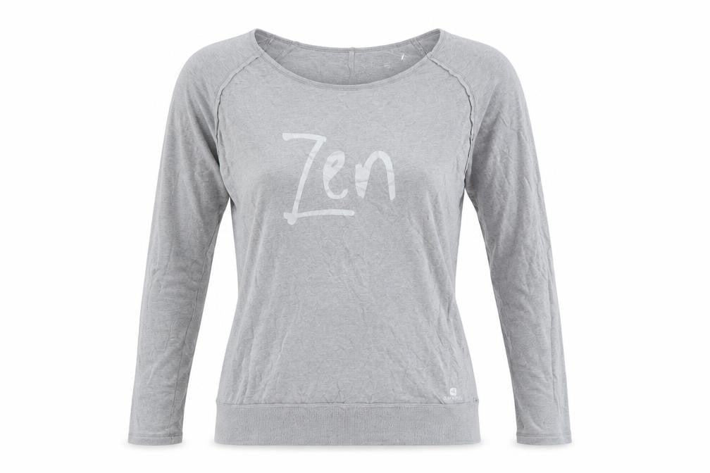 DECATHLON Womens Grey Cotton Basic T-Shirt Size 2XS Round Neck - Zen