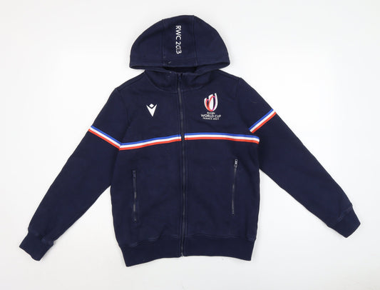 Macron Boys Blue Cotton Full Zip Hoodie Size M