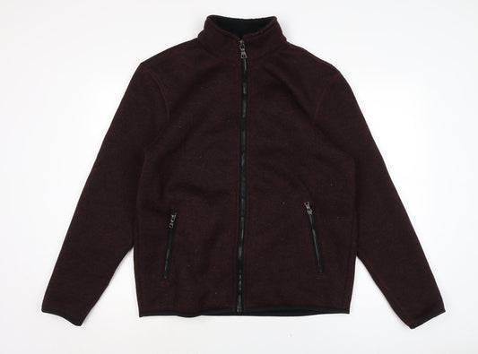 Marks and Spencer Womens Red Mock Neck Polyester Full Zip Jumper Size M