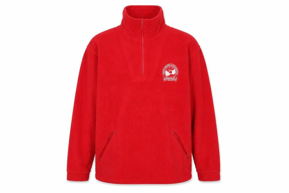 JERZEES Mens Red Mock Neck Polyester Pullover Jumper Size M Long Sleeve