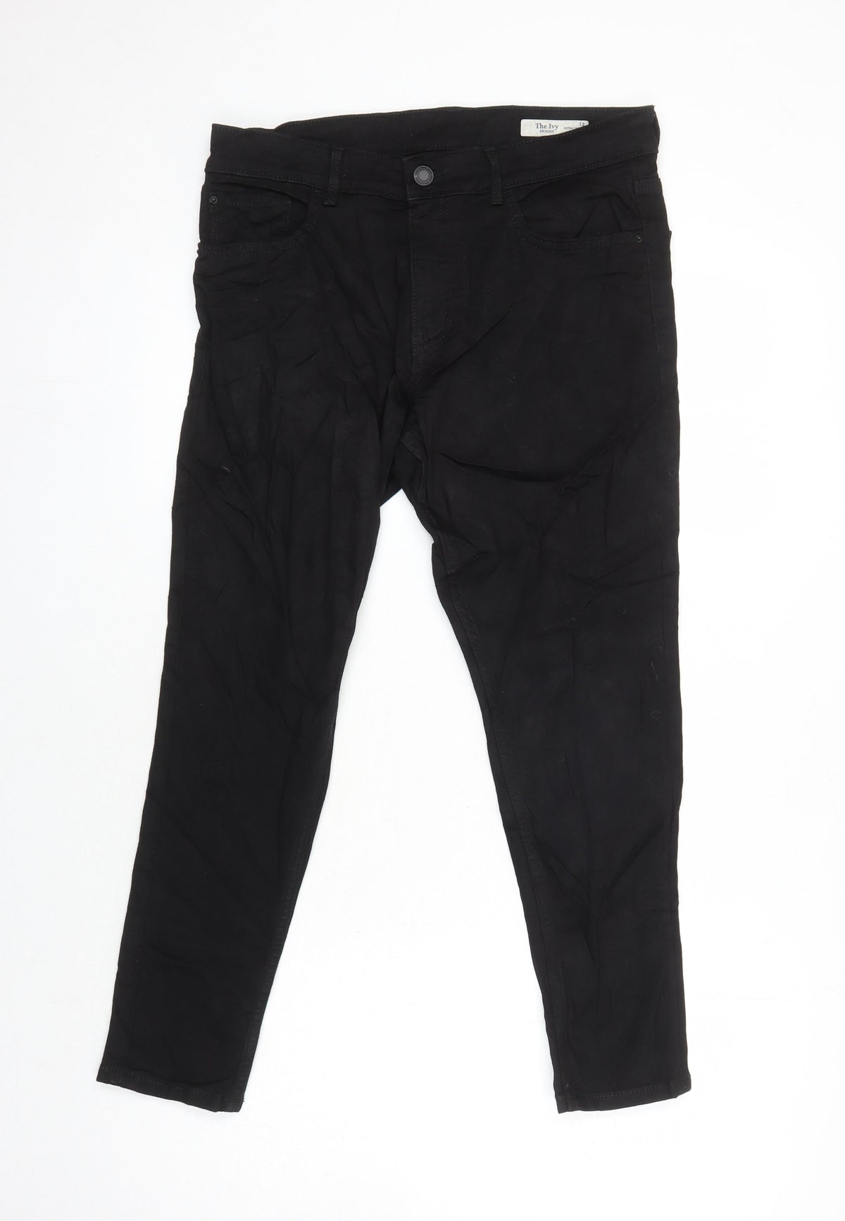 Marks & Spencer Womens Black Cotton Skinny Jeans Size 12 L24 in Regular