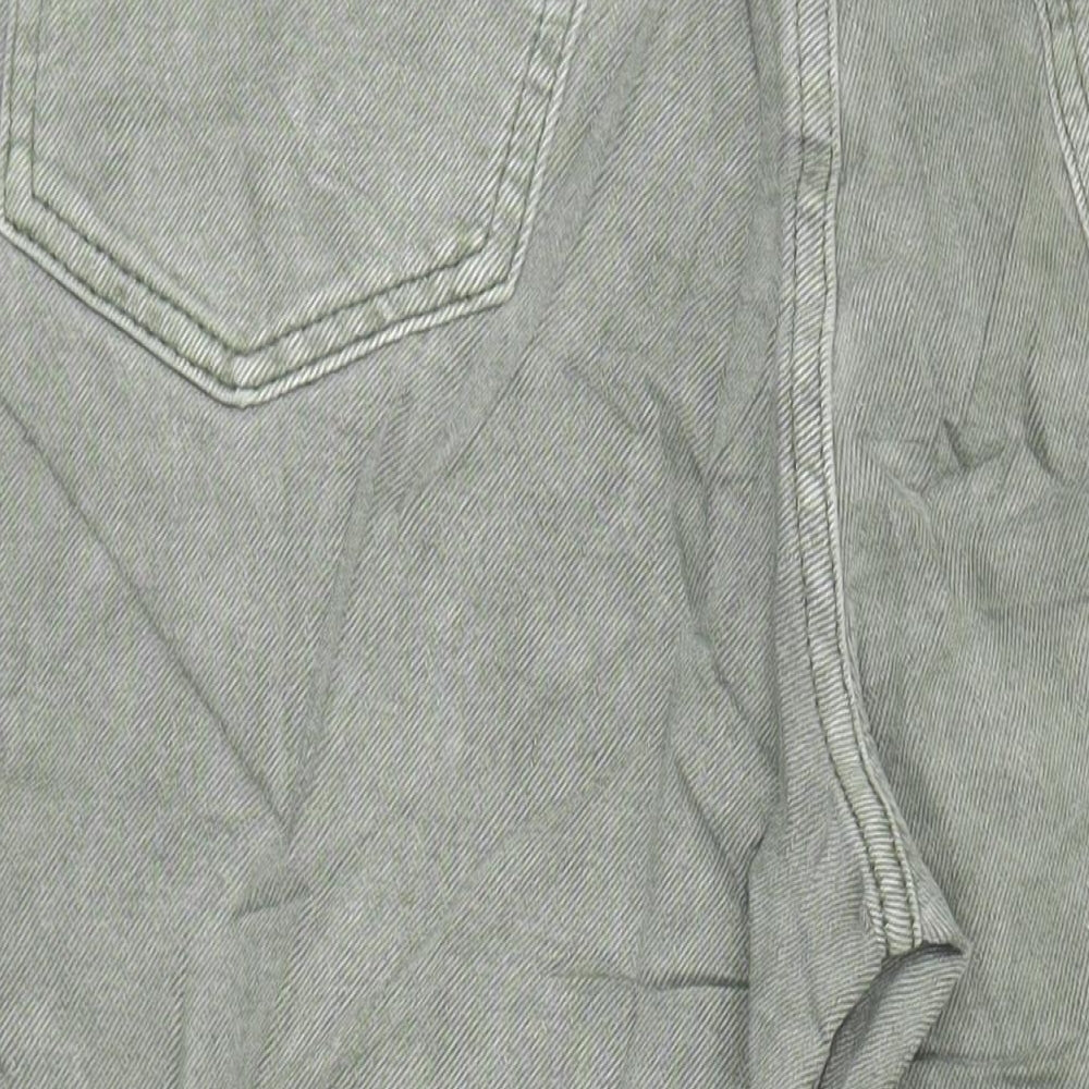 Marks & Spencer Womens Green Herringbone Cotton Wide-Leg Jeans Size 6 L25 in Regular