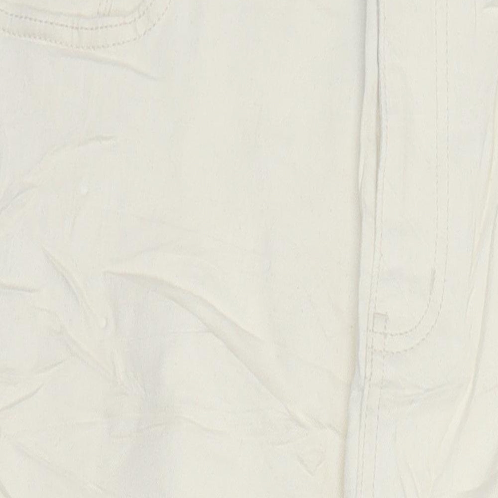 Marks & Spencer Womens Ivory Herringbone Cotton Tapered Jeans Size 18 L28 in Regular