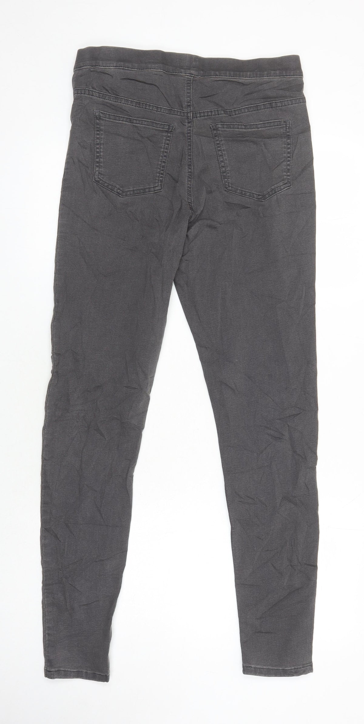 Marks & Spencer Womens Grey Herringbone Cotton Jegging Jeans Size 12 L28.5 in Regular - Elasticated Waist