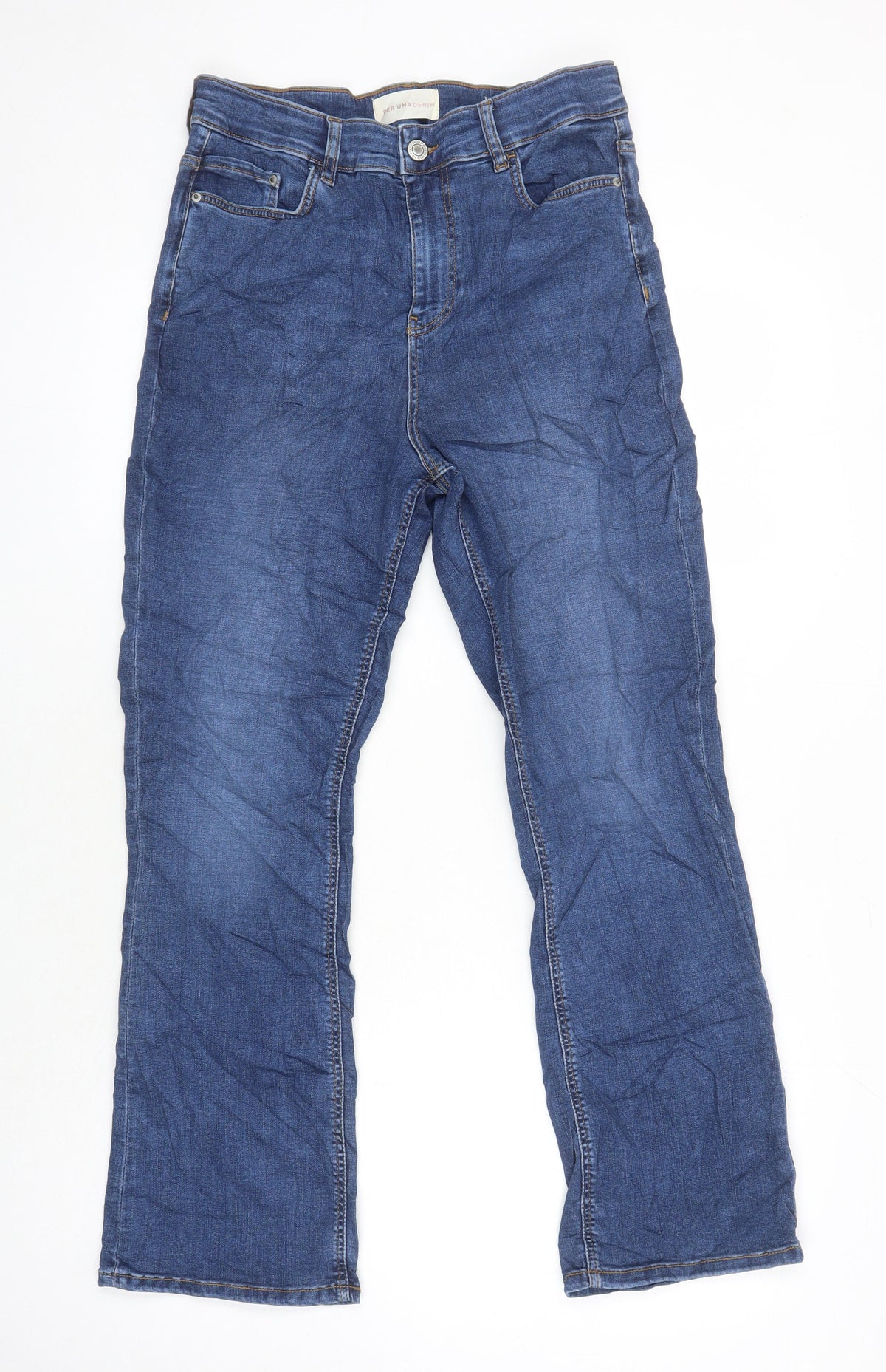 Marks & Spencer Womens Blue Cotton Flared Jeans Size 10 L26 in Regular