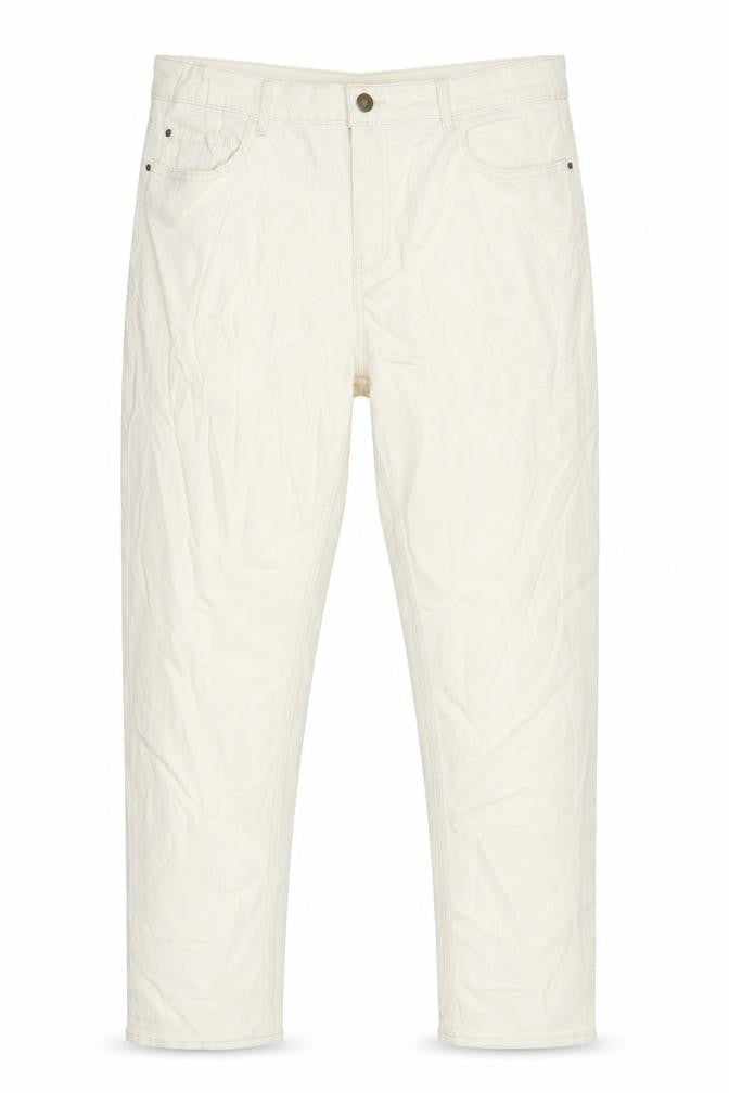 Marks & Spencer Womens Ivory Cotton Tapered Jeans Size 18 L28.5 in Regular