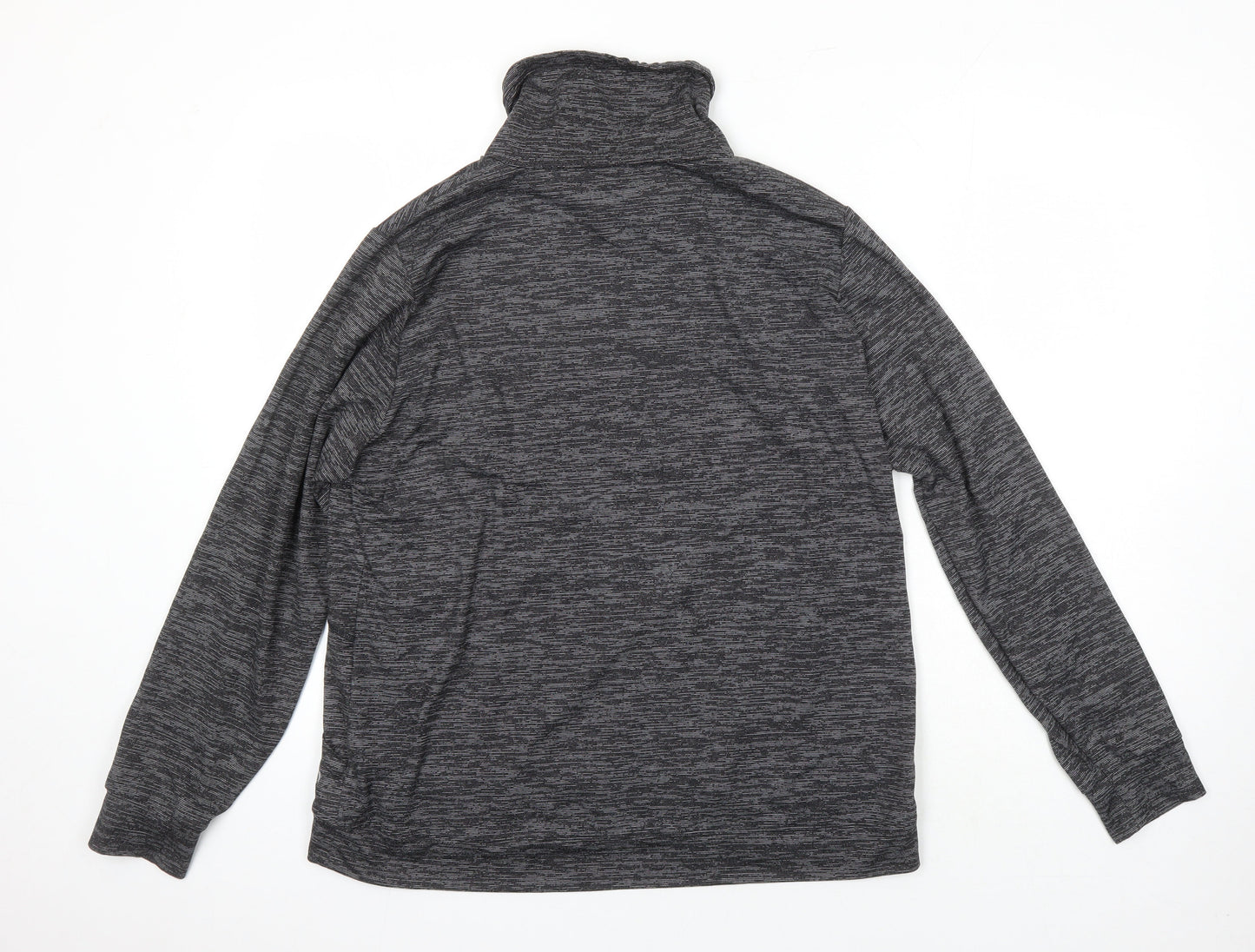 M&S Womens Grey Geometric Polyester Pullover Casual Size 14 Mock Neck