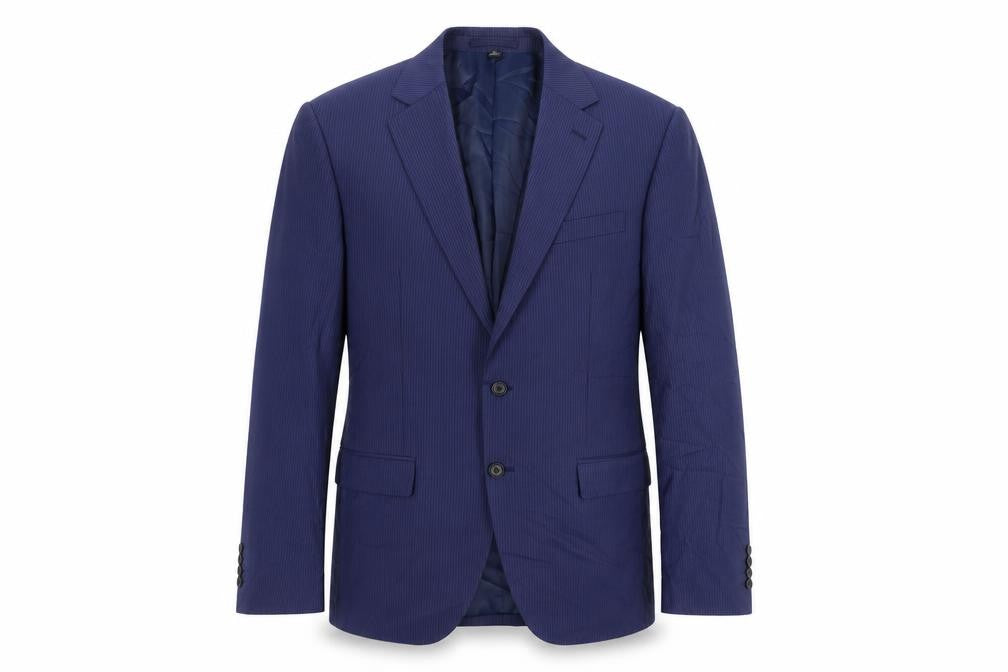 Marks & Spencer Mens Blue Striped Polyester Jacket Suit Jacket Size 40 Regular