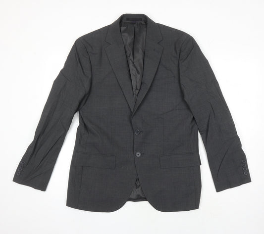 M&S Mens Grey Wool Jacket Blazer Size 38 Regular