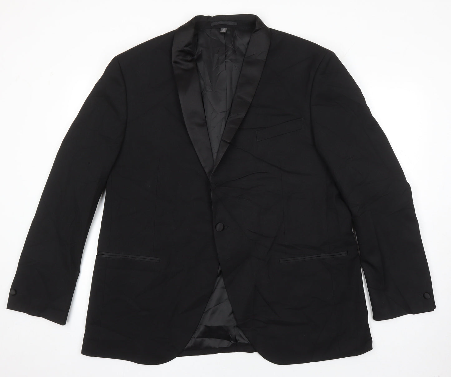 M&S Mens Black Polyester Jacket Blazer Size 46 Regular