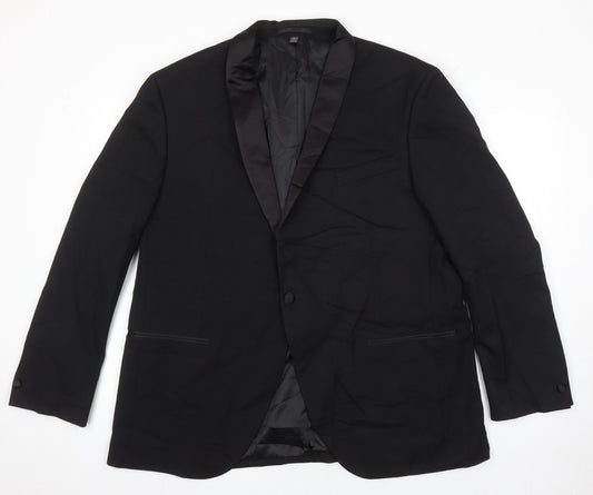 M&S Mens Black Polyester Jacket Blazer Size 46 Regular