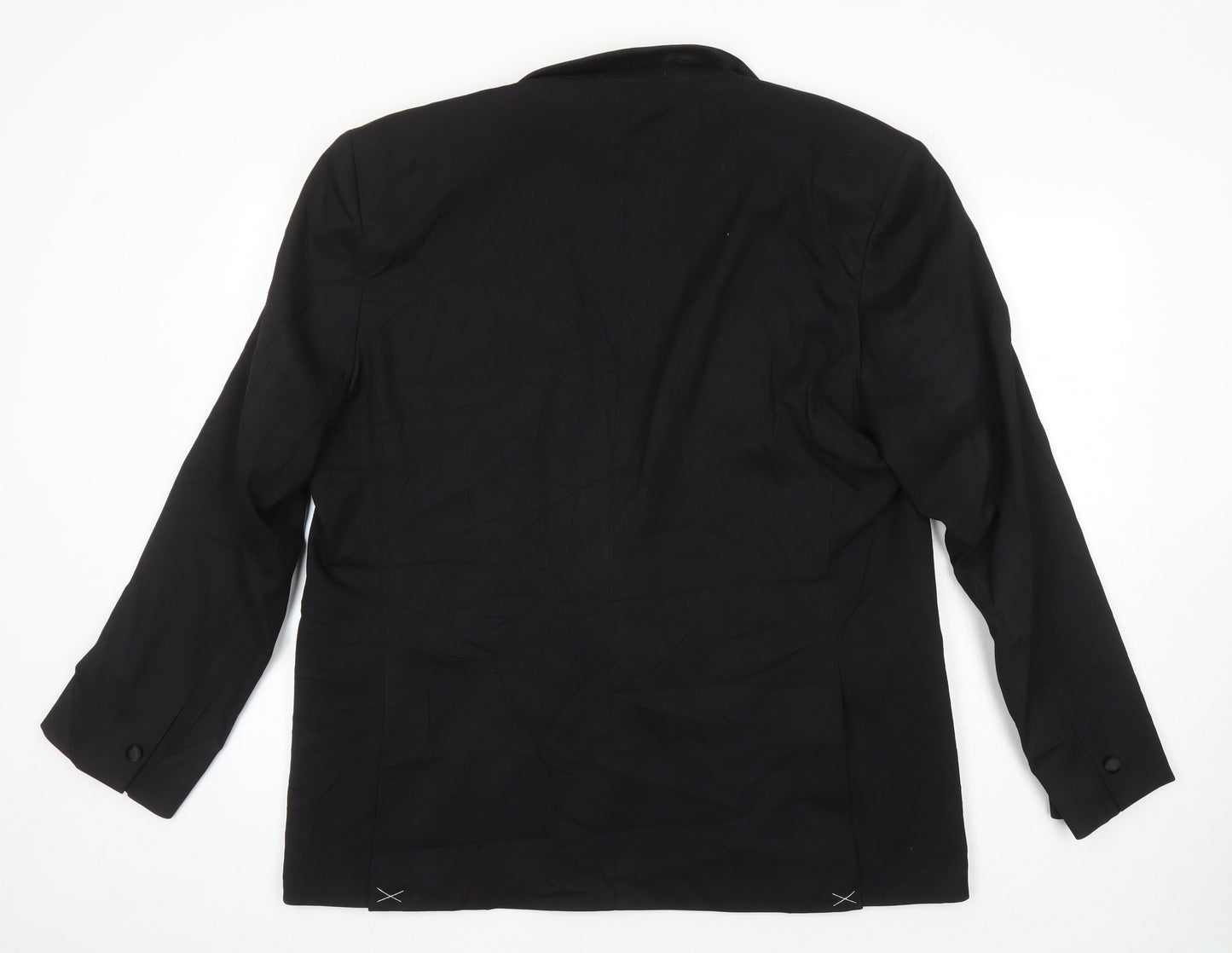 M&S Mens Black Polyester Jacket Blazer Size 46 Regular