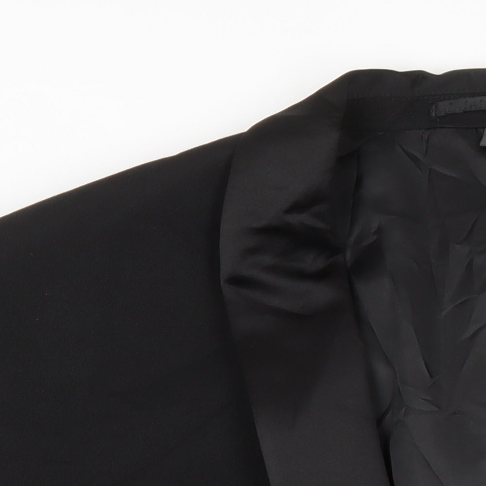 M&S Mens Black Polyester Jacket Blazer Size 46 Regular