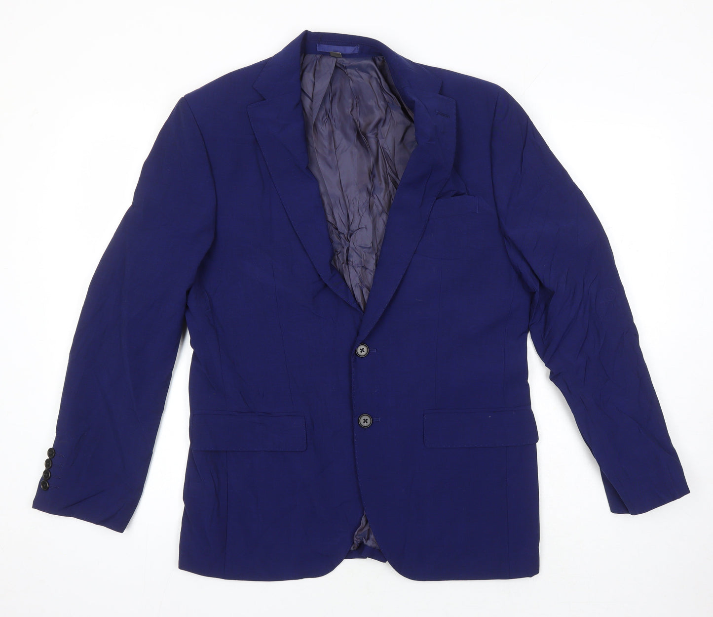 M&S Mens Blue Wool Jacket Blazer Size 38 Regular