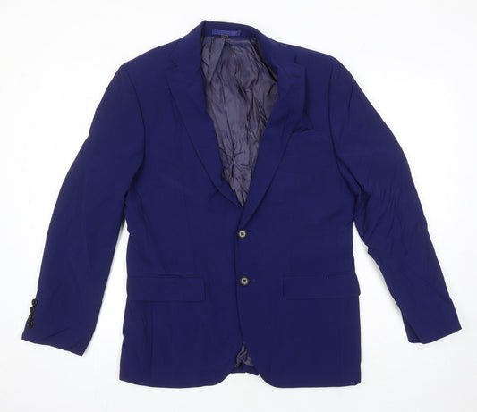 M&S Mens Blue Wool Jacket Blazer Size 38 Regular