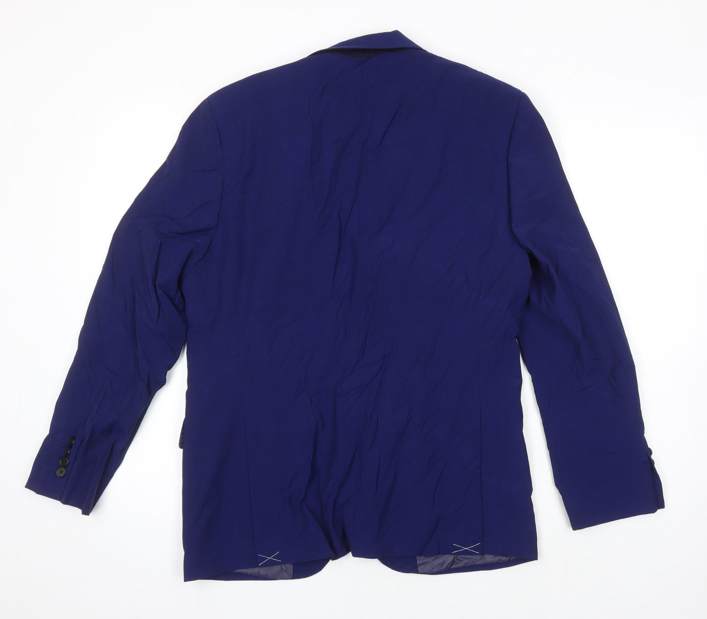 M&S Mens Blue Wool Jacket Blazer Size 38 Regular