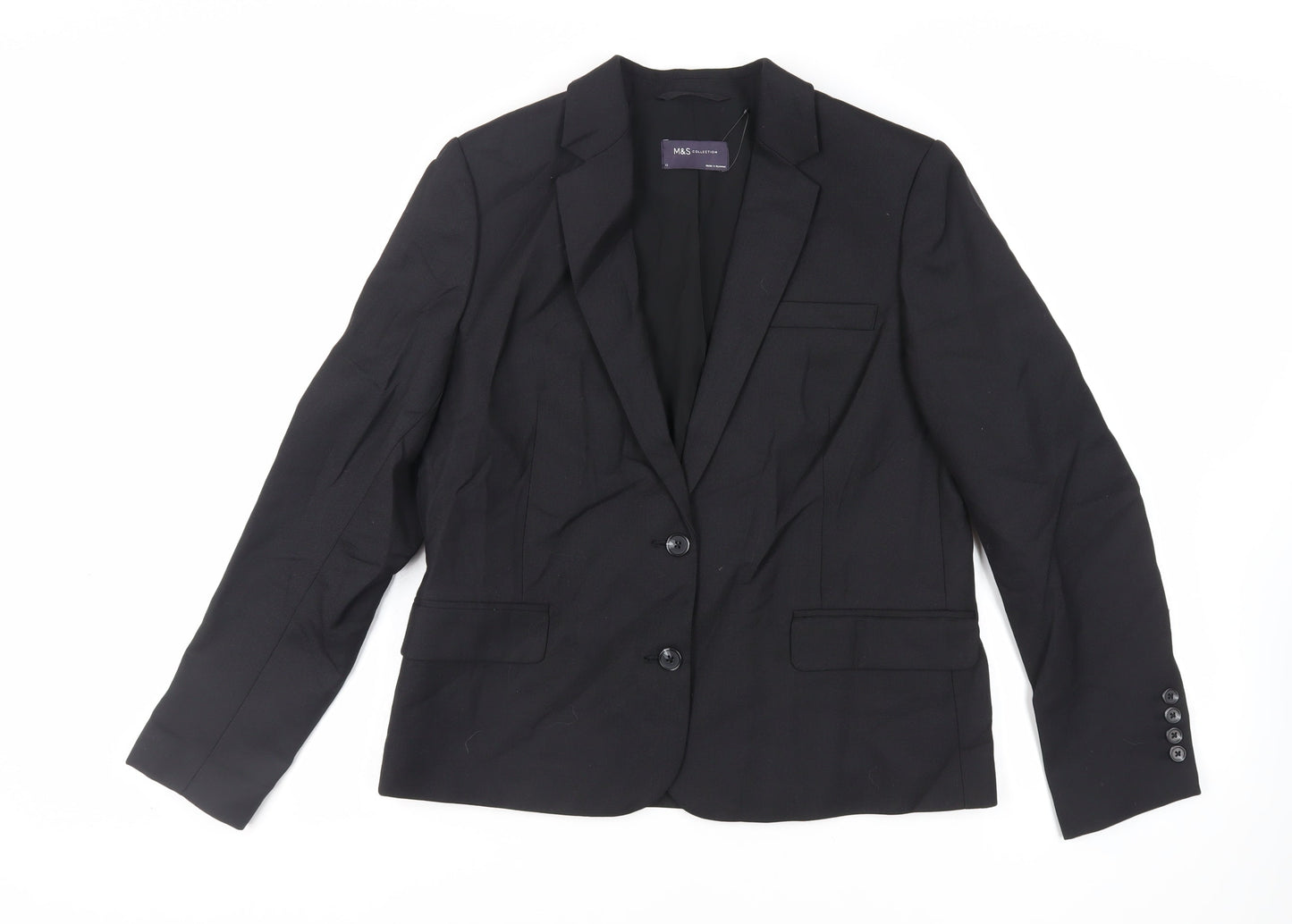 Marks and Spencer Womens Black Jacket Blazer Size 12 Button