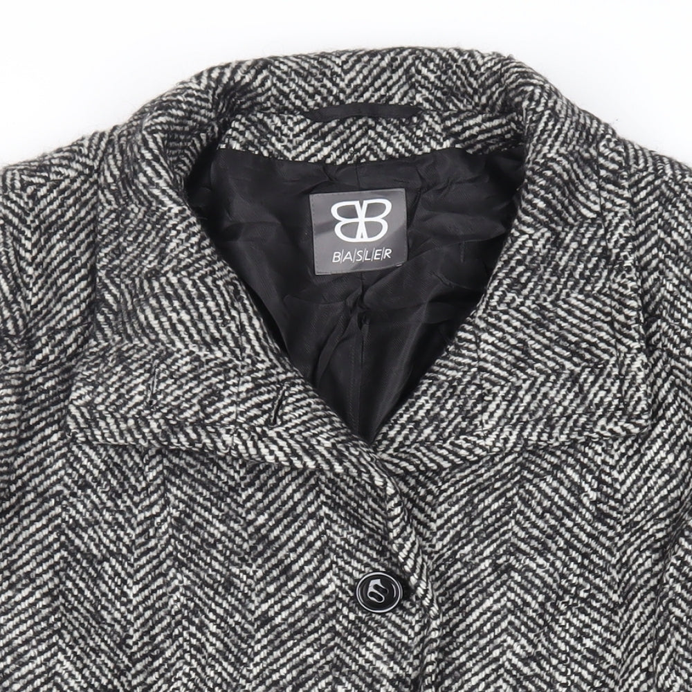 Basler Womens Grey Herringbone Tweed Overcoat Size M