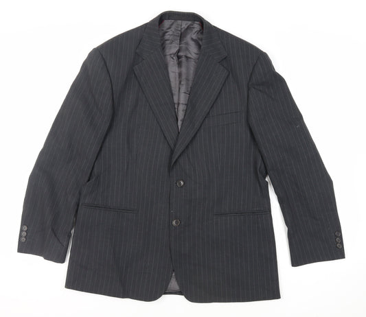 Marks and Spencer Mens Grey Striped Wool Jacket Suit Jacket Size 40 Regular