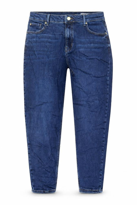 Marks & Spencer Womens Blue Cotton Mom Jeans Size 34 in L25 in Regular Zip