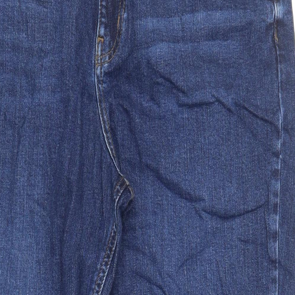 Marks and Spencer Womens Blue Cotton Mom Jeans Size 34 in L25 in Regular Zip