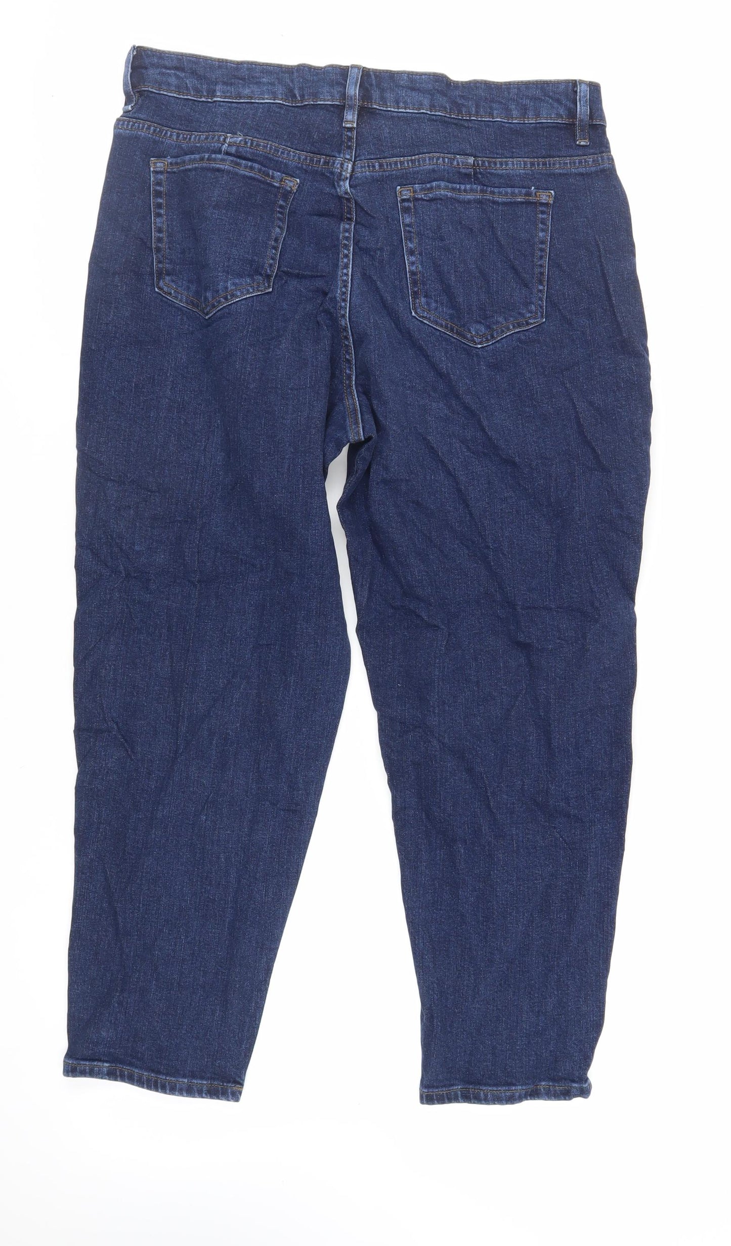 Marks and Spencer Womens Blue Cotton Mom Jeans Size 34 in L26 in Regular Zip