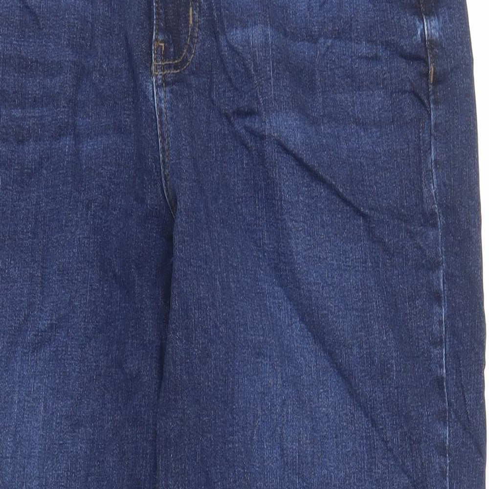 Marks and Spencer Womens Blue Cotton Mom Jeans Size 34 in L26 in Regular Zip
