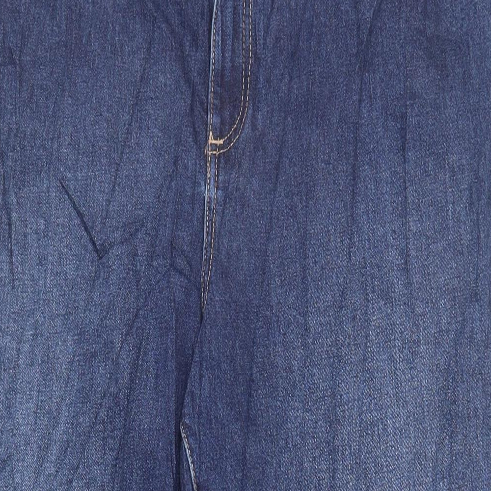 Marks and Spencer Womens Blue Cotton Tapered Jeans Size 34 in L29 in Regular Zip - Balloon Style