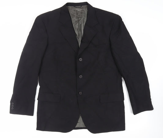 Portefino Mens Black Polyester Jacket Suit Jacket Size 40 Regular