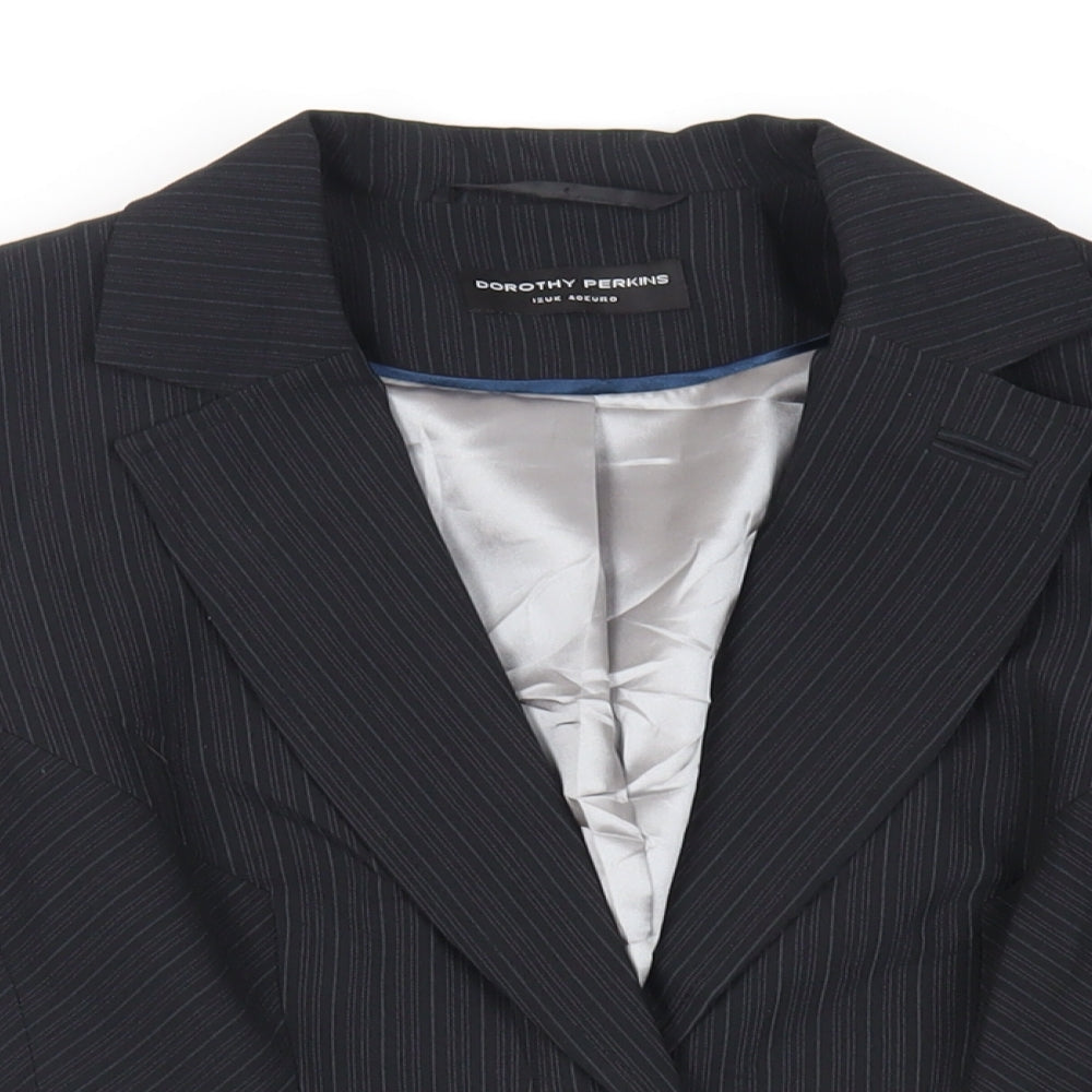 Dorothy Perkins Womens Black Striped Jacket Blazer Size 12 Button