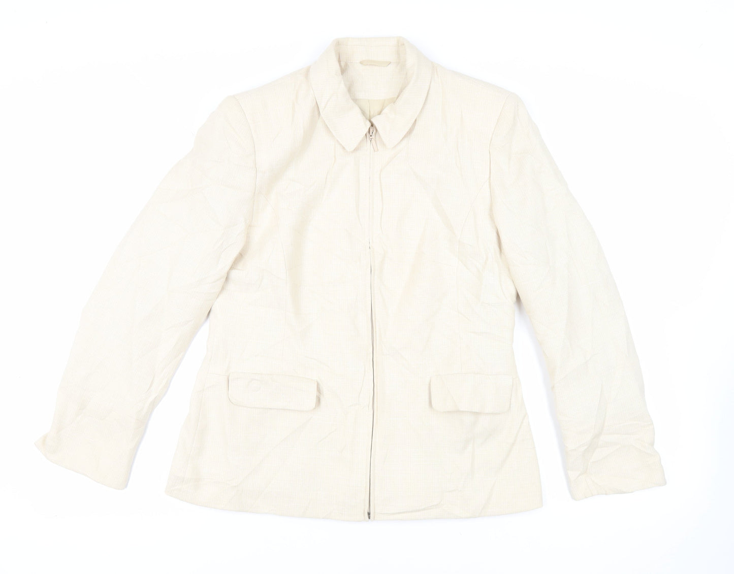 Berkertex Womens Beige Jacket Blazer Size 14 Zip