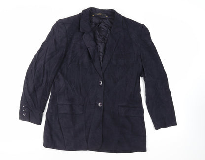 St Michael Womens Blue Jacket Blazer Size 14 Button - Vintage