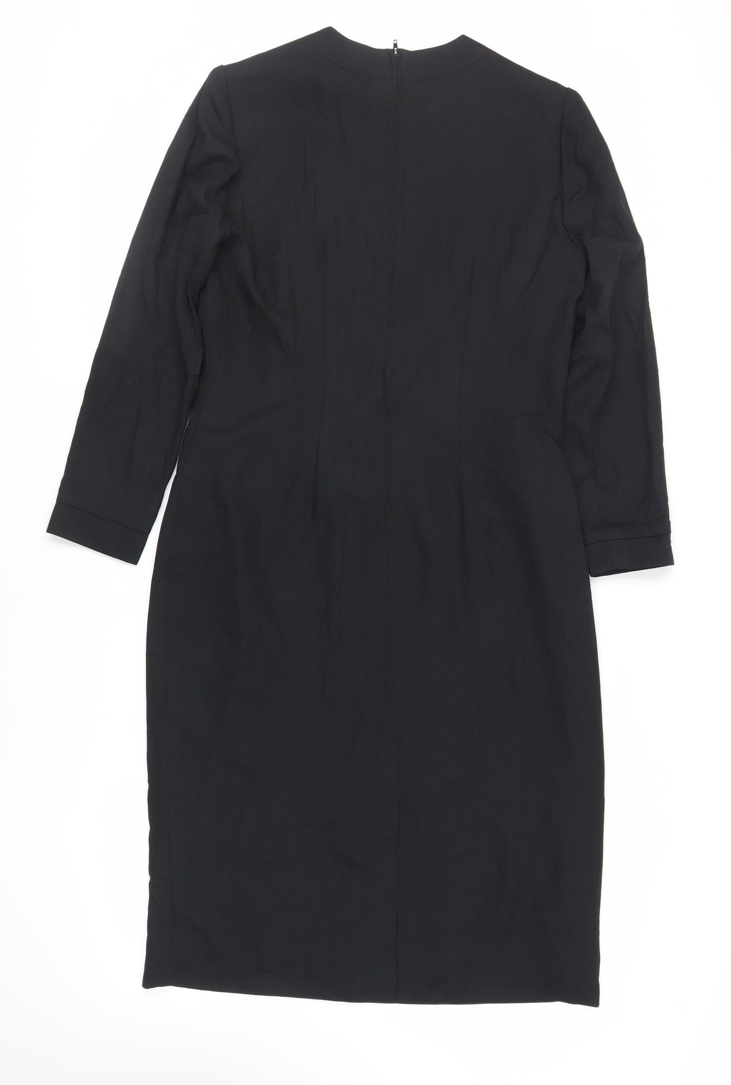 Henry Lee Womens Black Polyester Sheath Size 10 Mock Neck Zip