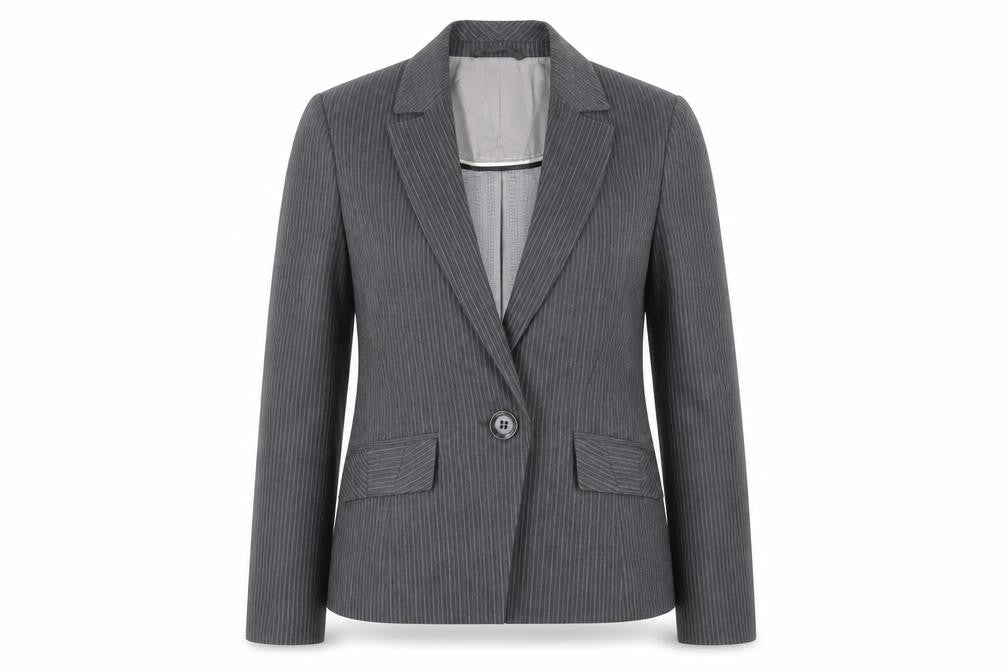 Debenhams Womens Grey Striped Jacket Blazer Size 12 Button