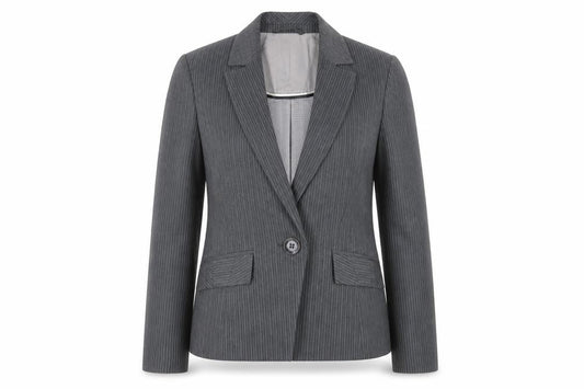 Debenhams Womens Grey Striped Jacket Blazer Size 12 Button