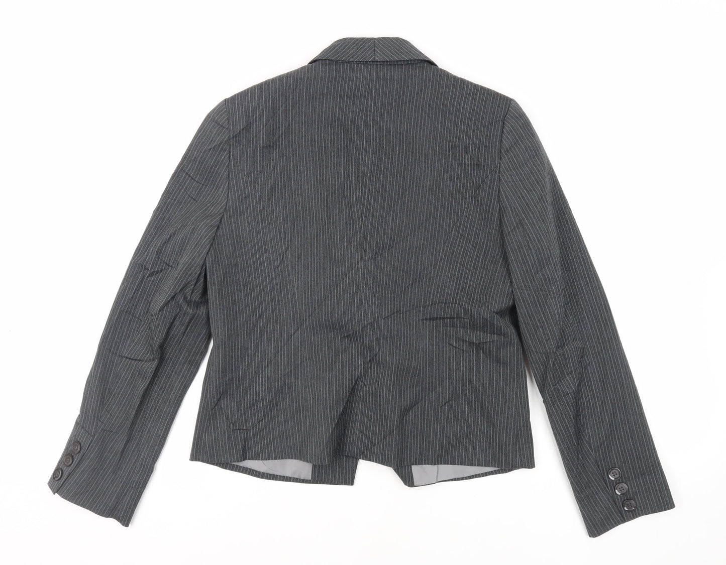 Debenhams Womens Grey Striped Jacket Blazer Size 12 Button