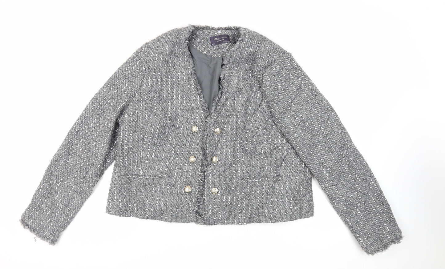 Marks and Spencer Womens Grey Jacket Blazer Size 16 - Open