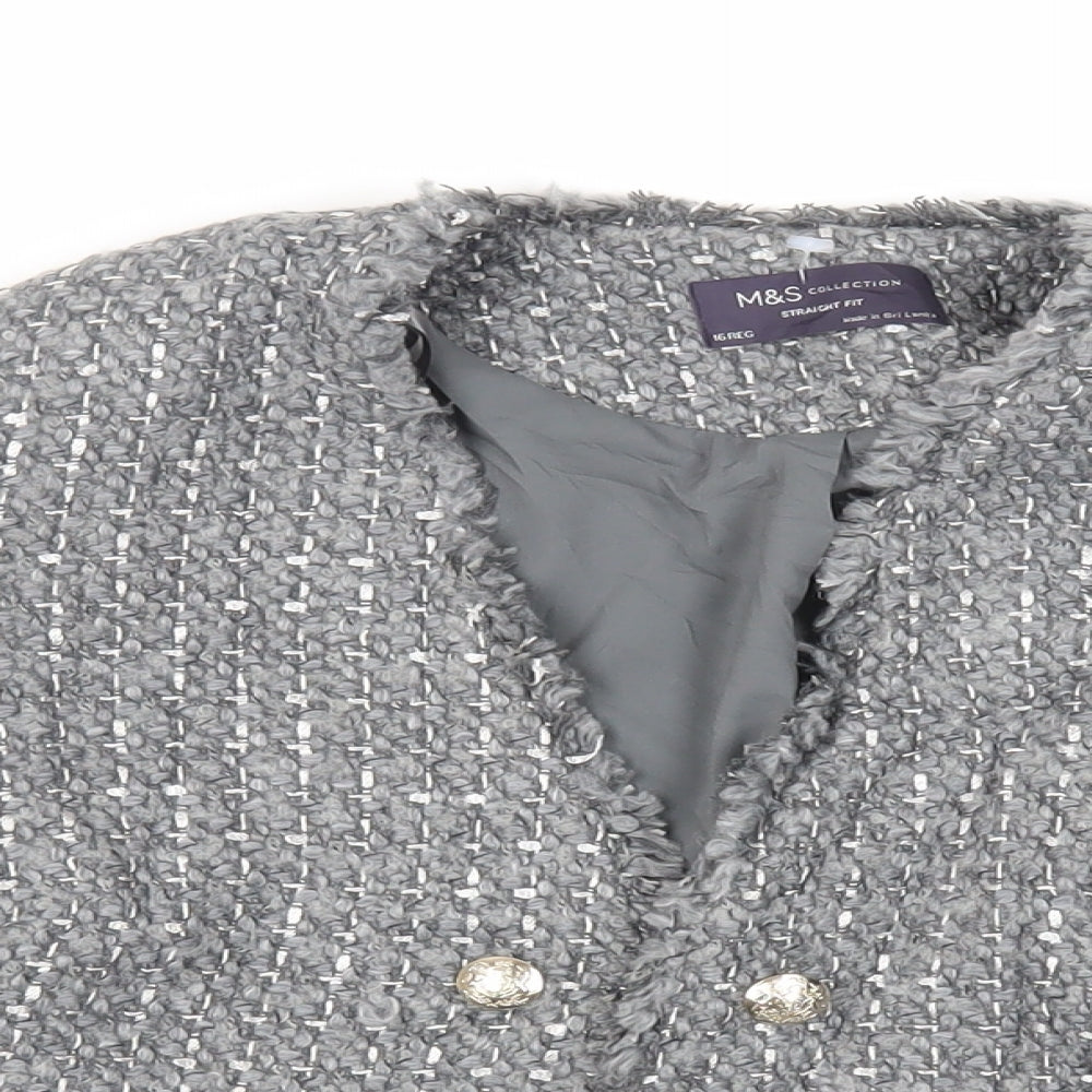 Marks and Spencer Womens Grey Jacket Blazer Size 16 - Open