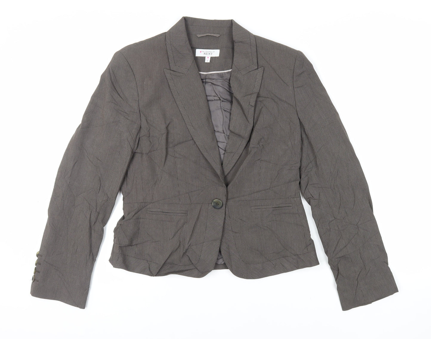 NEXT Womens Brown Striped Jacket Blazer Size 14 Button