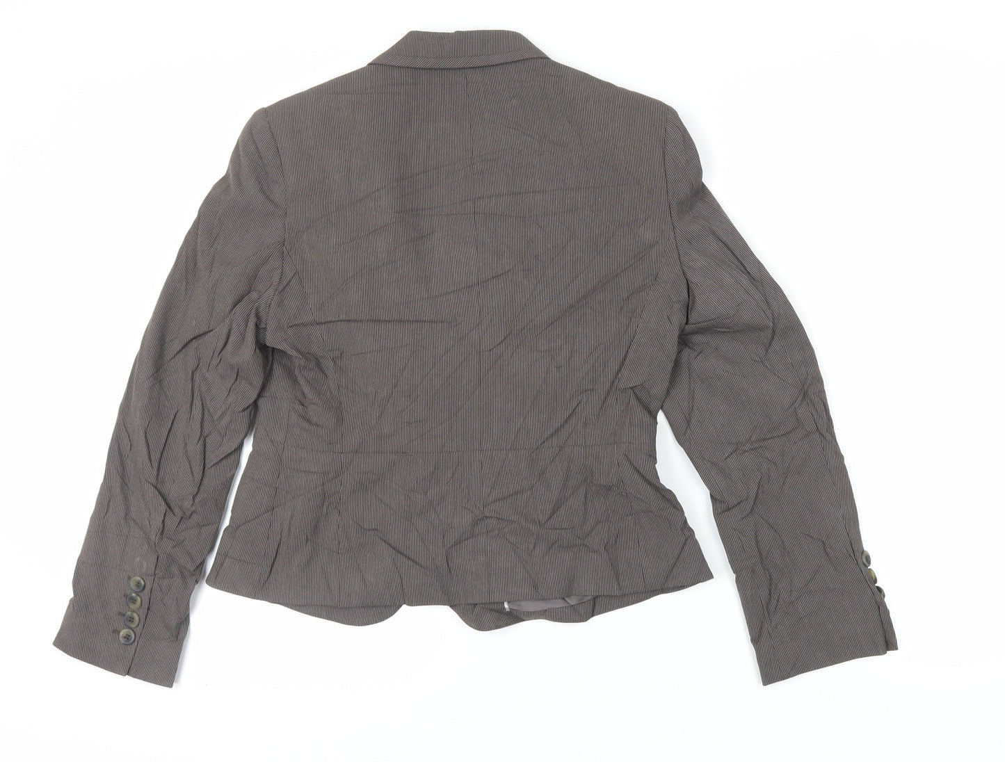 NEXT Womens Brown Striped Jacket Blazer Size 14 Button