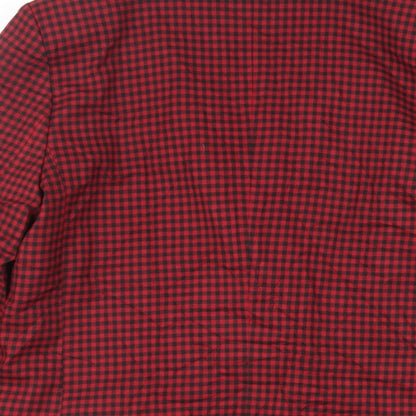 Stradivarius Womens Red Check Jacket Blazer Size M Button