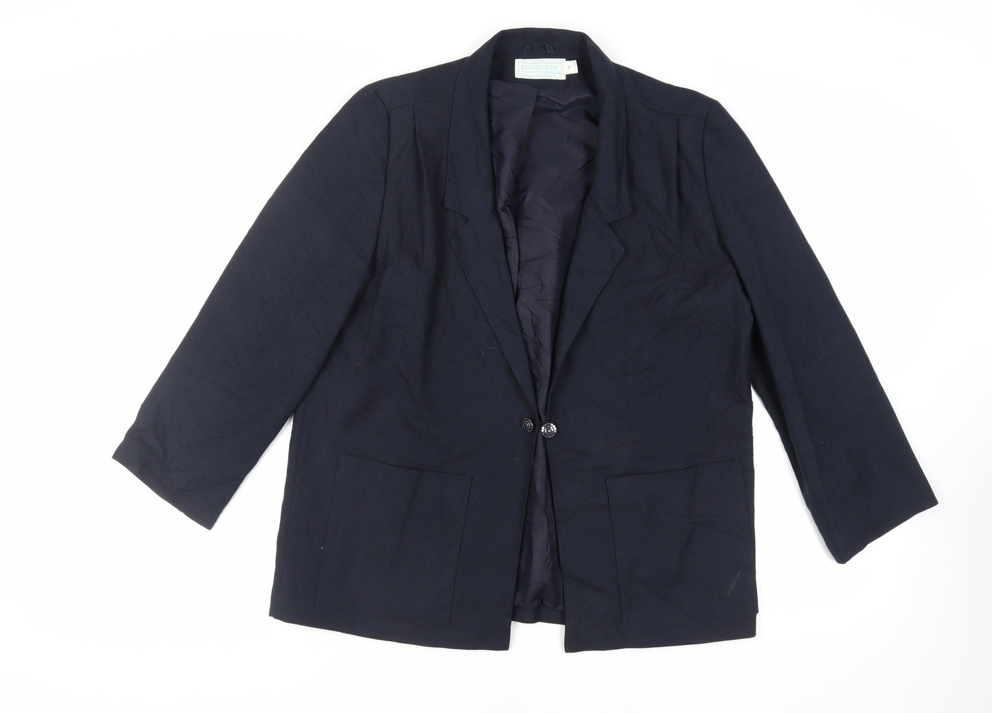 EWM Womens Blue Jacket Blazer Size 12 Button - Vintage