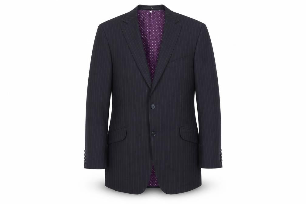 Marks & Spencer Mens Blue Striped Polyester Jacket Suit Jacket Size 42 Regular