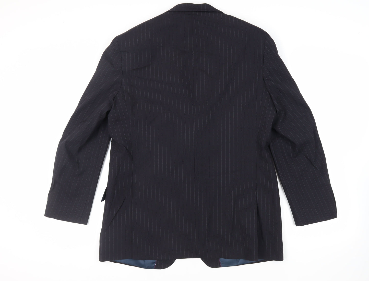 Marks and Spencer Mens Blue Striped Polyester Jacket Suit Jacket Size 42 Regular
