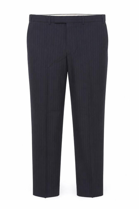 Marks & Spencer Mens Blue Striped Polyester Dress Pants Trousers Size 36 in L31 in Regular Zip