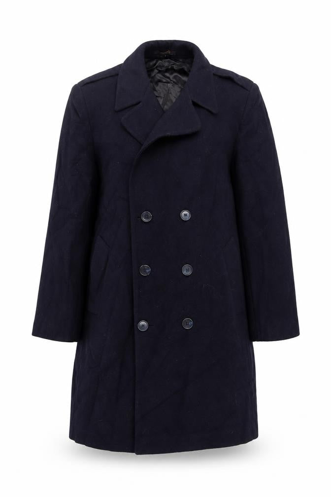 London Fog Womens Blue Overcoat Coat Size L Button - Vintage